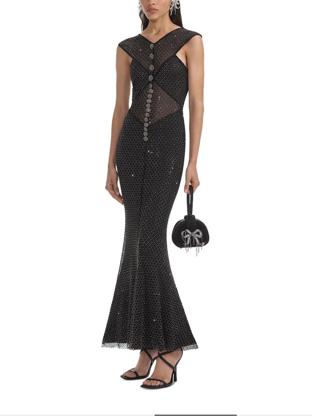 Self-Portrait Embellished Fishnet Dress - Picture 3 of 6